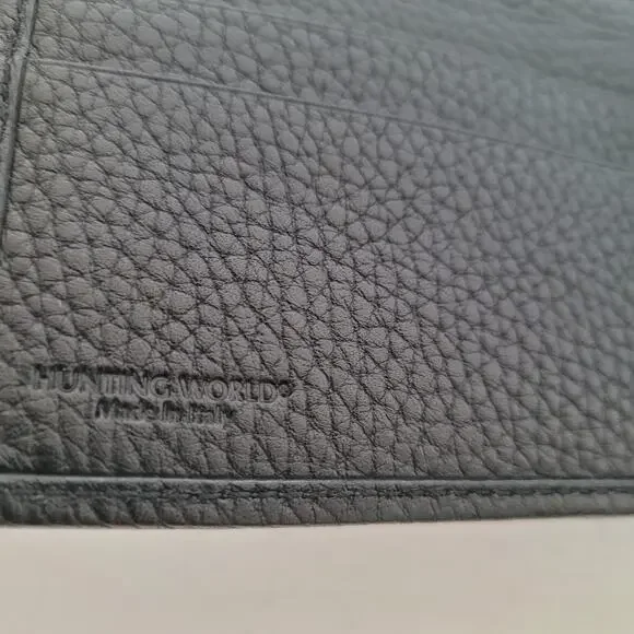 Hunting World Designer Olive Black Wallet Italian Canvas Leather Quality New
